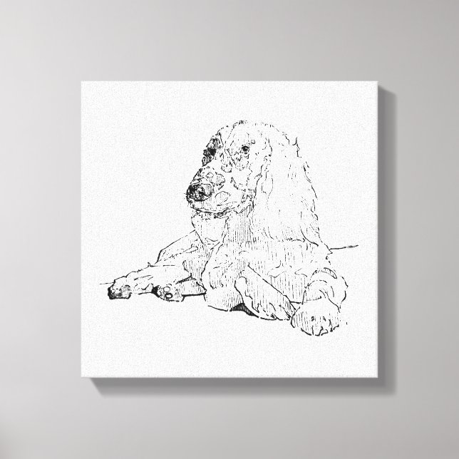 Toile Dessin au trait de Cocker Spaniel Art Chien  (Recto)