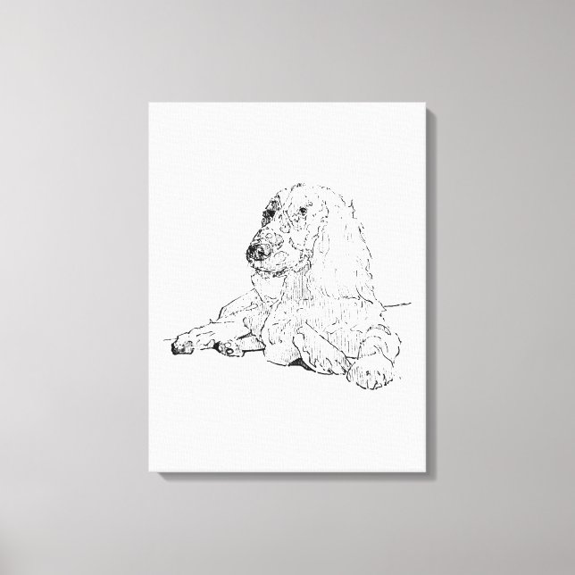 Toile Dessin au trait de Cocker Spaniel Art Chien  (Recto)