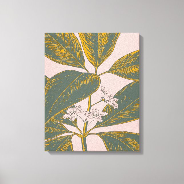 Toile Dessin botanique rose et vert Palm Frond (Recto)