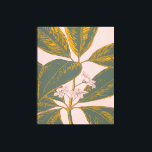 Toile Dessin botanique rose et vert Palm Frond<br><div class="desc">Une belle illustration florale d'une feuille de bananier tropicale en vert et jaune sur un arrière - plan rose vif</div>