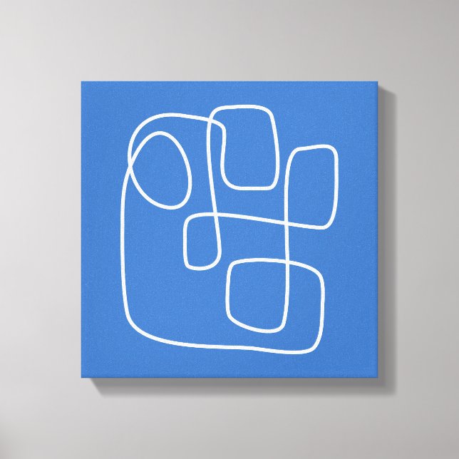 Toile Dessin d'art minimaliste contemporain en bleu (Recto)