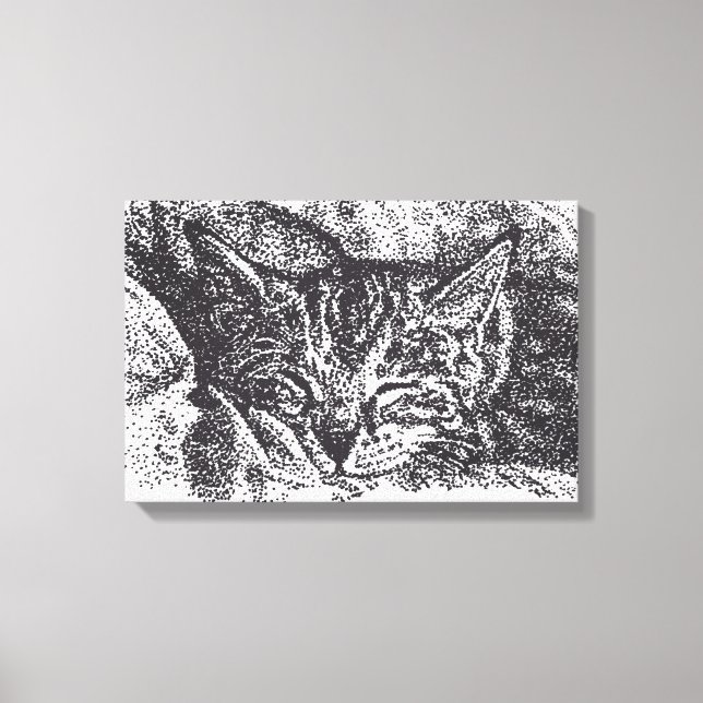 Toile Dessin de chat couché mignon (Recto)