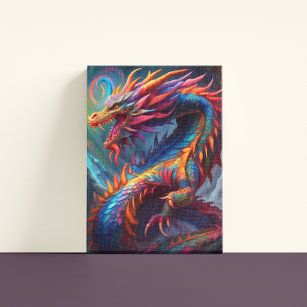 Toile Dessin de dragon coloré Imprimer