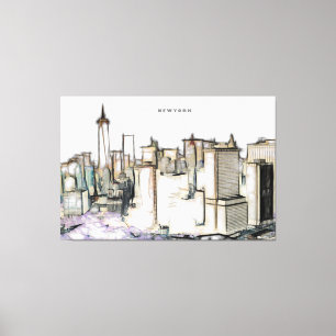 Toile Dessin de la skyline de New York City