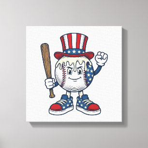 Toile Dessin de mascot de baseball patriotique gravure v