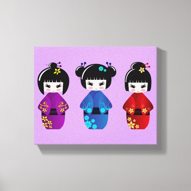 Toile Dessin de poupées Cute kokeshi (Recto)