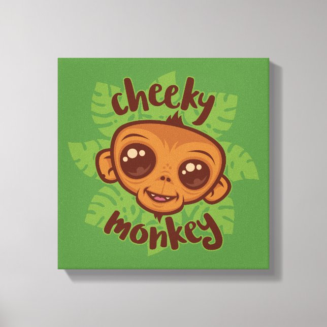 Toile Dessin de primate de bande dessinée mignon singe m (Recto)