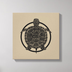 Toile Dessin de tortue - Série de cercles fauniques