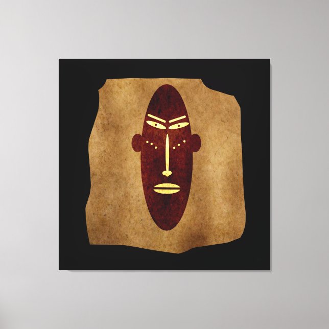 Toile Dessin de visage tribal africain vintage abstrait (Recto)