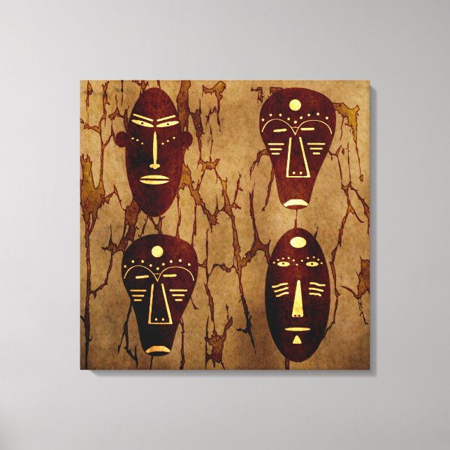Toile Dessin de visage tribal africain vintage abstrait (Recto)