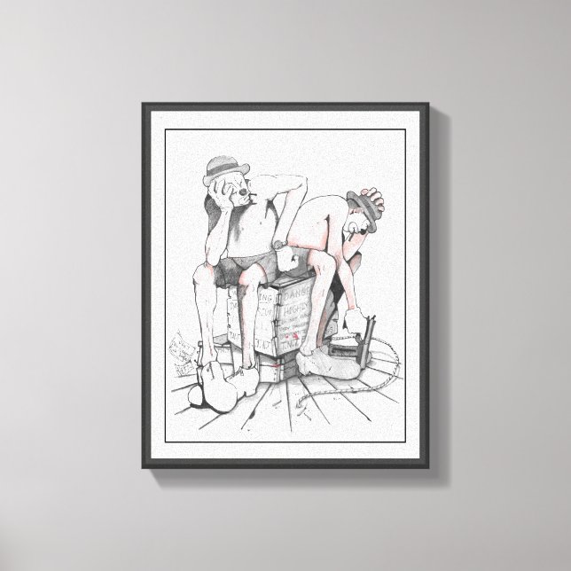 Toile Dessin, deux clowns gardant T.N.T (Recto)