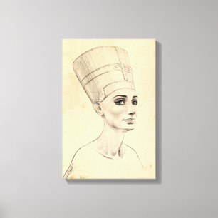 Toile Dessin du portrait de Néfertiti sur papyrus Égypte