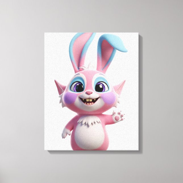 Toile Dessin d'un lapin de dessin animé souriant (Recto)