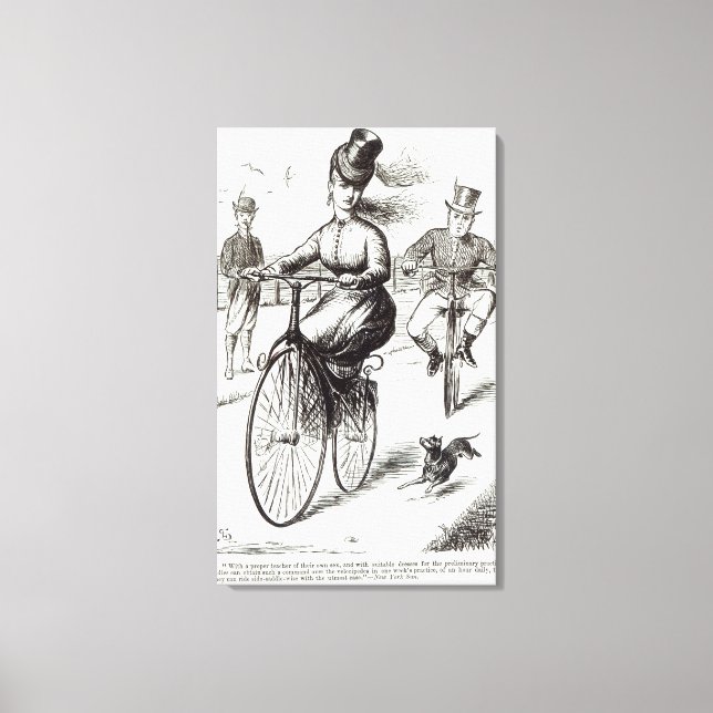 Toile Dessin d'une dame sur un Velocipede, 1869 (Recto)