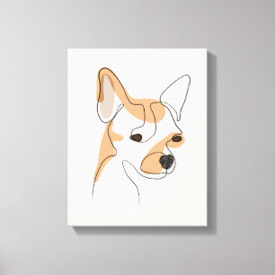 Toile Dessin d'une ligne de chien avec couleur
