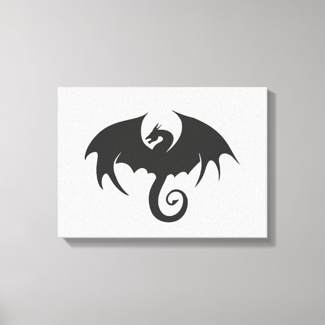 Toile Dessin d'une silhouette de dragon noir (Recto)
