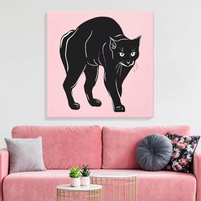 Toile Dessin en silhouette de chat noir à rallonge d'Hal (Insitu(Salon))