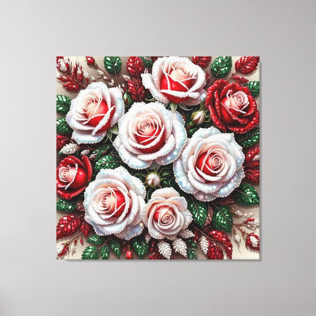 Toile Dessin floral orné de gemmes complexes (Recto)