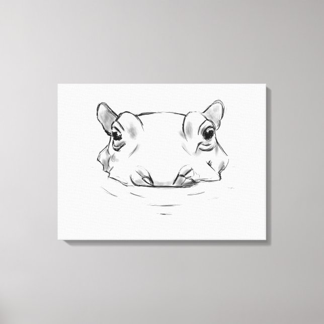 Toile Dessin hippo mignon (Recto)