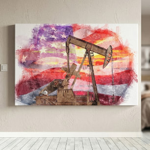 Toile Dessin pastel du chevalet de pompage patriotique a