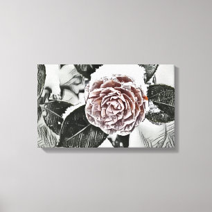 Toile Dessin Rose de neige congelée