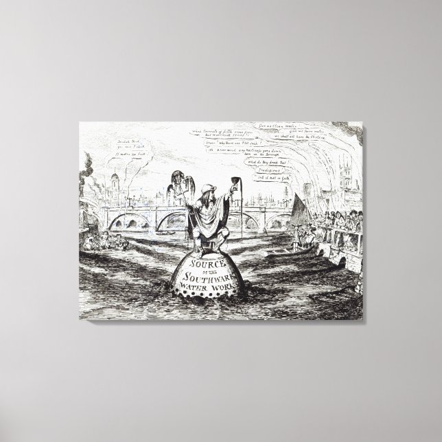 Toile Dessin satirique sur la compagnie de l'eau (Recto)
