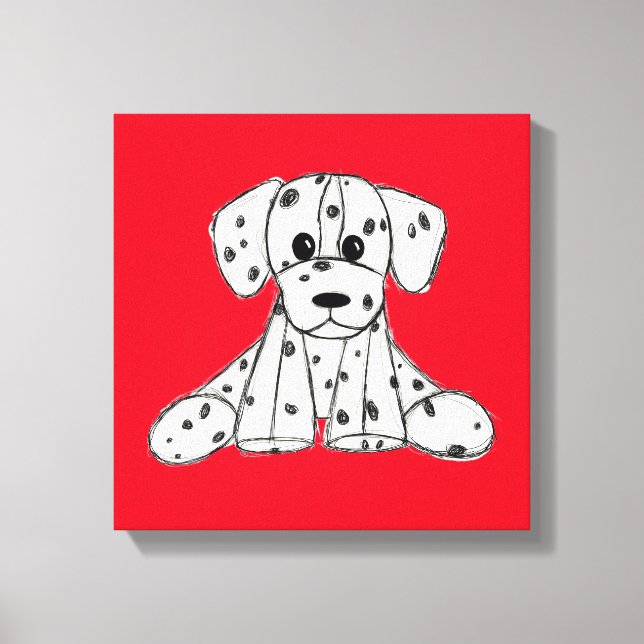 Toile Dessin simple de contour de chien Dalmatien rembou (Recto)