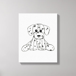 Toile Dessin simple de contour de chien en peluche dalma