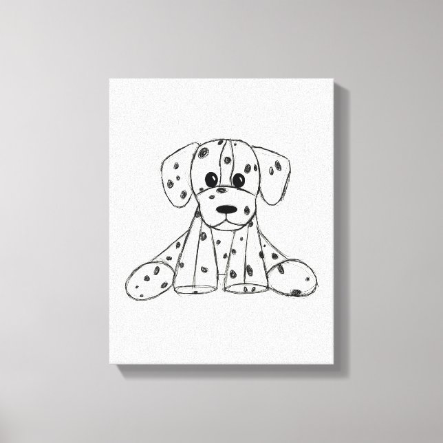Toile Dessin simple de contour de chien en peluche dalma (Recto)