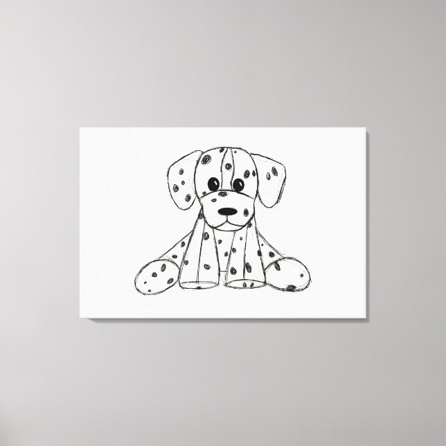 Toile Dessin simple de contour de chien en peluche dalma (Recto)