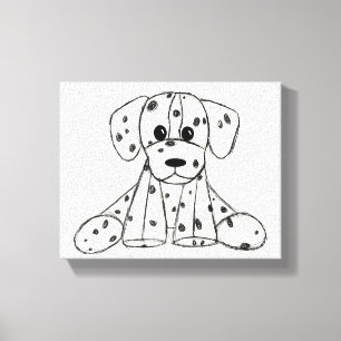 Toile Dessin simple de contour de chien en peluche dalma