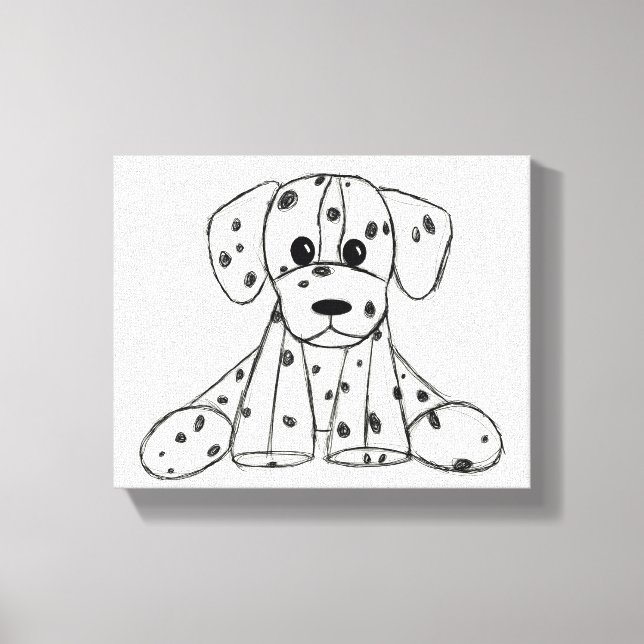 Toile Dessin simple de contour de chien en peluche dalma (Recto)