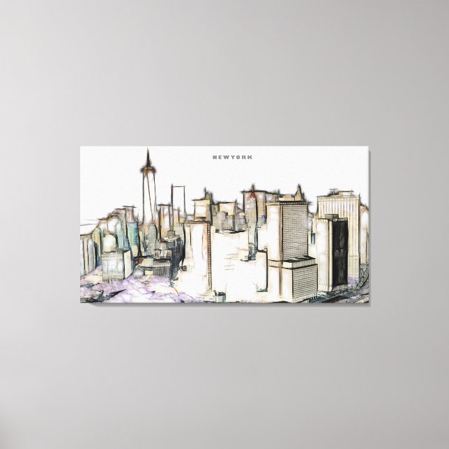 Toile Dessin Skyline New York City (Recto)