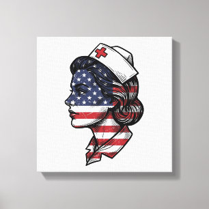 Toile Dessin vectoriel de profil d'infirmière avec drape