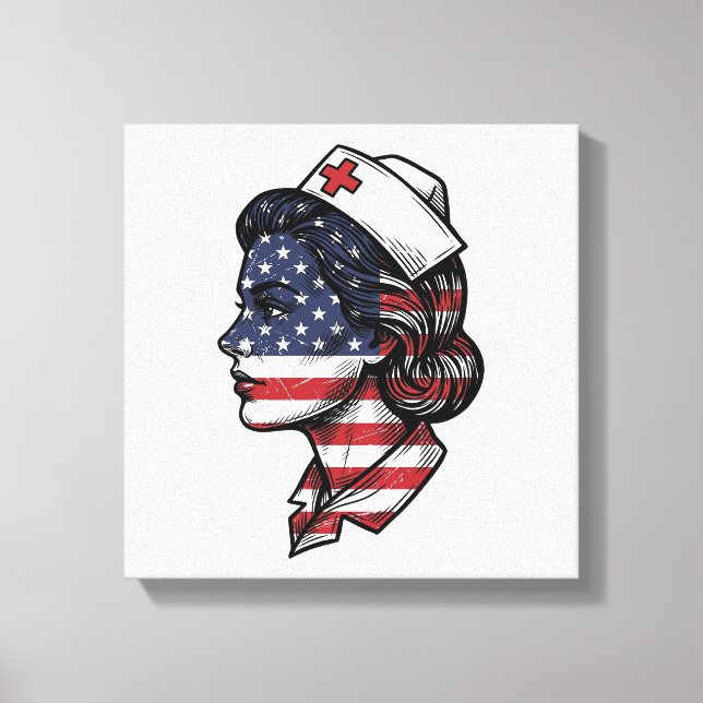 Toile Dessin vectoriel de profil d'infirmière avec drape (Recto)