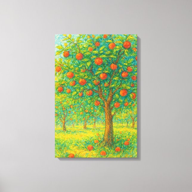Toile Dessin vibrant d'Apple Orchard (Recto)