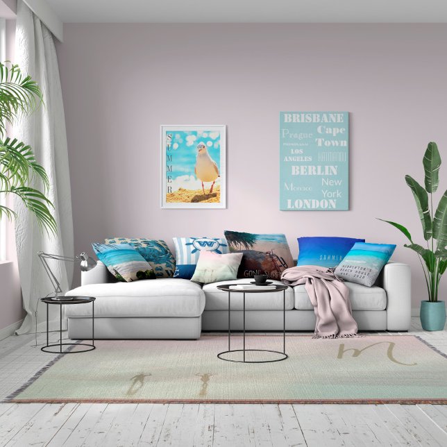 Toile Destinations de voyage Personnel Bleu Blanc Modern (Créateur téléchargé)