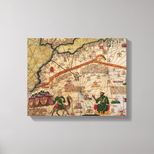 Toile Détail de la copie d'une carte catalane de l'Europ