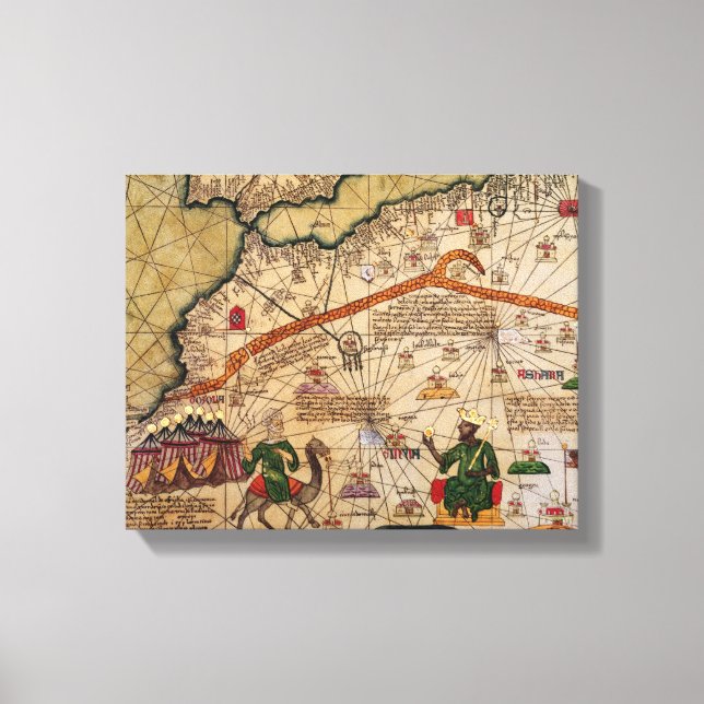 Toile Détail de la copie d'une carte catalane de l'Europ (Recto)