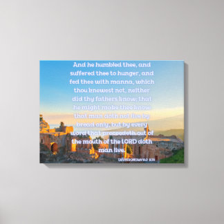 Toile Deutéronome 8:3 Bible Verse KJV Pic Wall Art