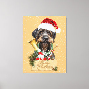 Toile Deutsch Drahthaar, Joyeux Noël ! Bouton magnétique