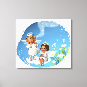 Toile Deux anges se reposant sur les nuages