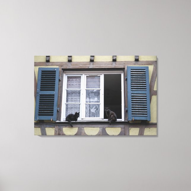 Toile Deux chats noirs à la fenêtre (Recto)