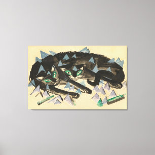 Toile Deux chats noirs couchés