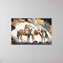 Deux chevaux se reposent sur les rochers. Pri. toi