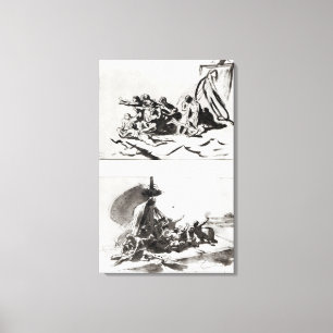 Toile Deux croquis pour The Raft of the Medusa, vers 181