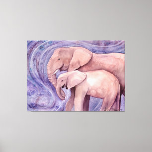 Toile Deux éléphants Art faunique par Molly Harrison
