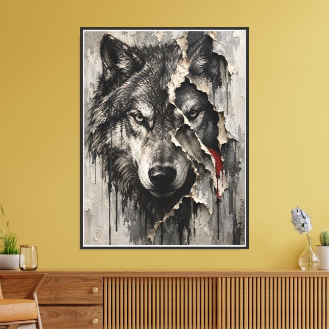 Toile Deux Faces du Même Loup (Insitu(Salon))