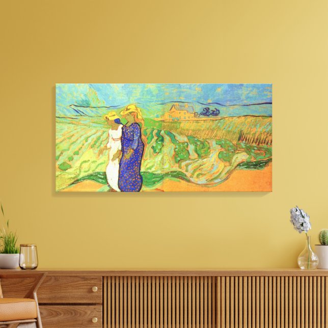Toile Deux femmes traversant les champs par Vincent van  (Insitu(Salon))
