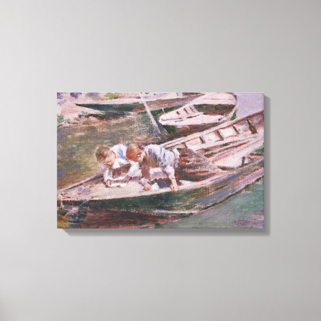 Toile Deux garçons dans un bateau (de Theodore Robinson) (Recto)
